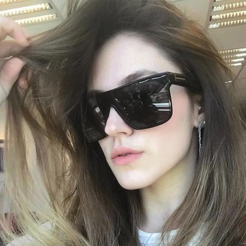 Модные очки с плоским верхом женские трендовые 2019 негабаритные Квадратные