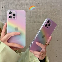 colorful rainbow transparent phone case for iphone 12 11 pro max 12 mini x xs xr 7 8 plus se 2020 soft silicone shockproof cover