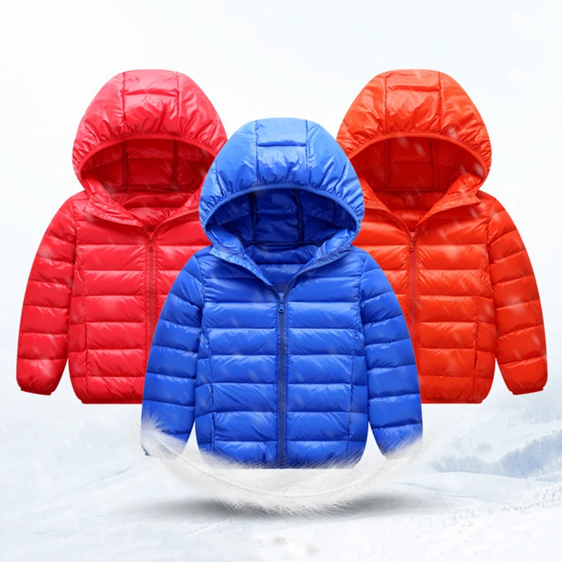 Детская куртка для мальчиков Парка девочек Светильник пуховик на утином пуху с