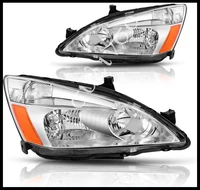 sulinso 2pcs for hond accord 2003 2007 lx ex 2dr 4dr pair black clear headlights lamps accessories