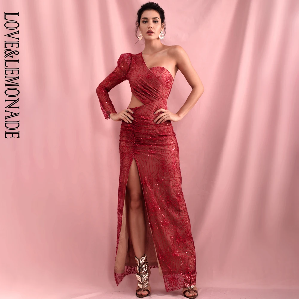 Женское платье LOVE &amp LEMONADE красное платье-макси с вырезом на плечах и