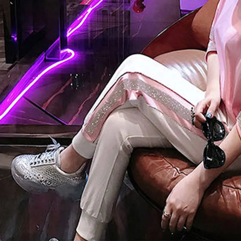 pink pant Новые летние модные женские футболки с коротким рукавом и дырками, однотонные универсальные свободные черные женские топы 234 - Цвет: pink pant