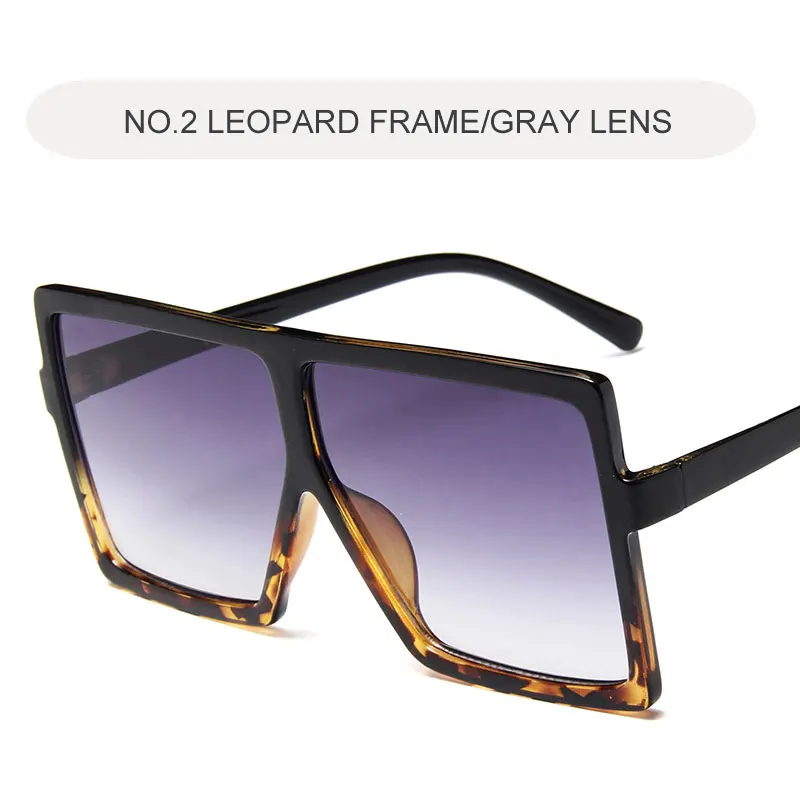 C2 LEOPARD Модные градиентные крупные женские солнцезащитные очки Квадратные брендовые дизайнерские солнцезащитные очки с большими рамами для женщин винтажные женские очки UV400 - Цвет линз: C2 LEOPARD