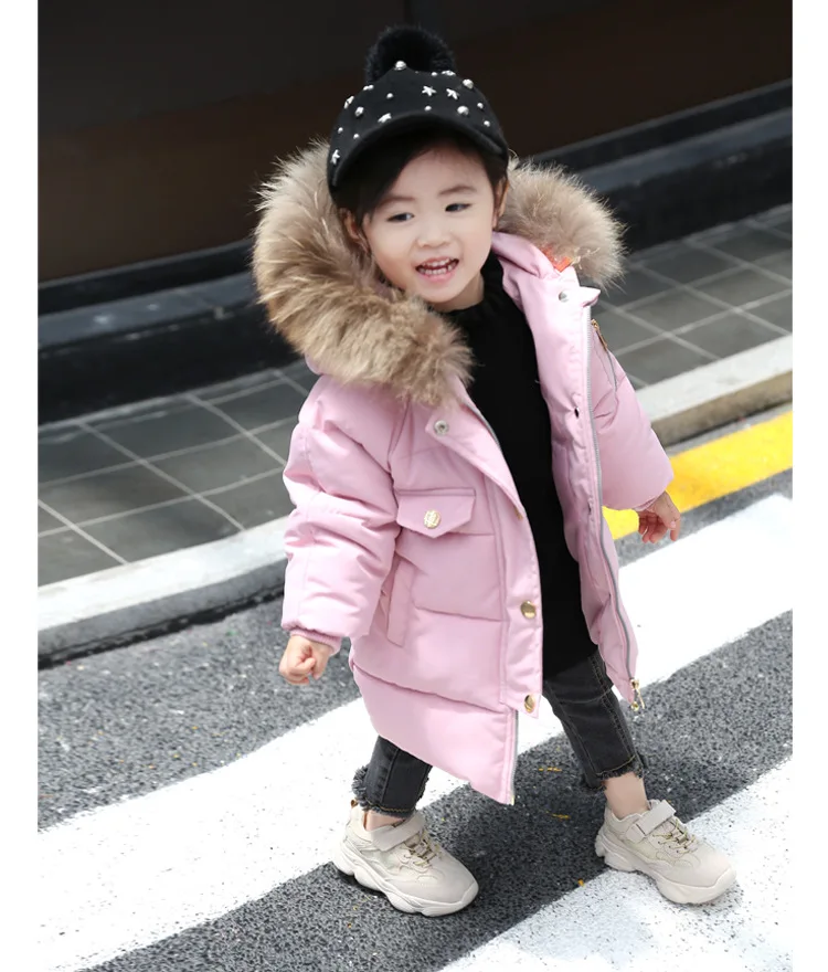 2020 Детское пальто куртка с капюшоном и меховым воротником зимнее для маленьких