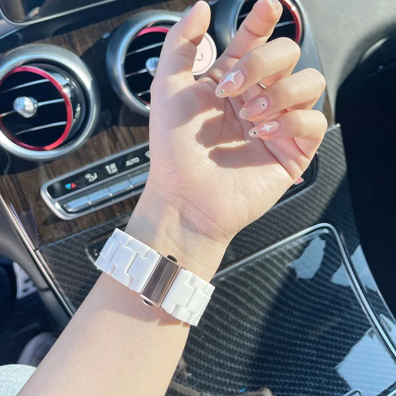 Resin strap + Tempered Glass Case for Apple Watch band 44mm 42mm 40mm 38mm correa Loop Watchband for iwatch 7 6 se series 5 4 3