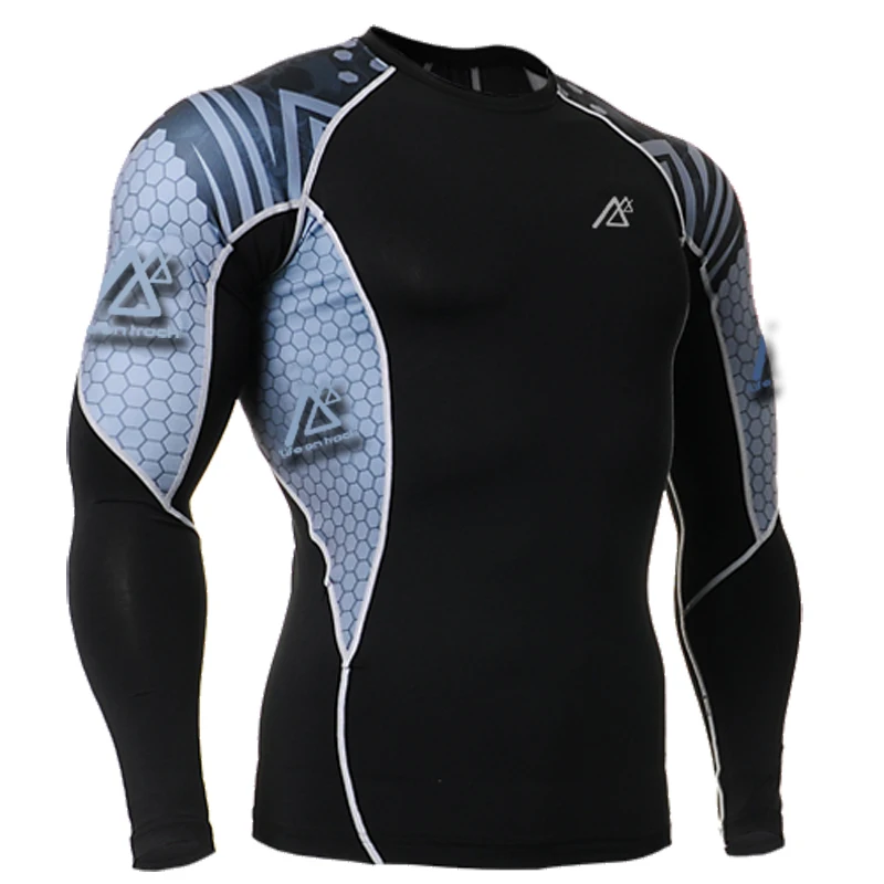 Мужская компрессионная рубашка из спандекса с длинным рукавом для велоспорта 2020