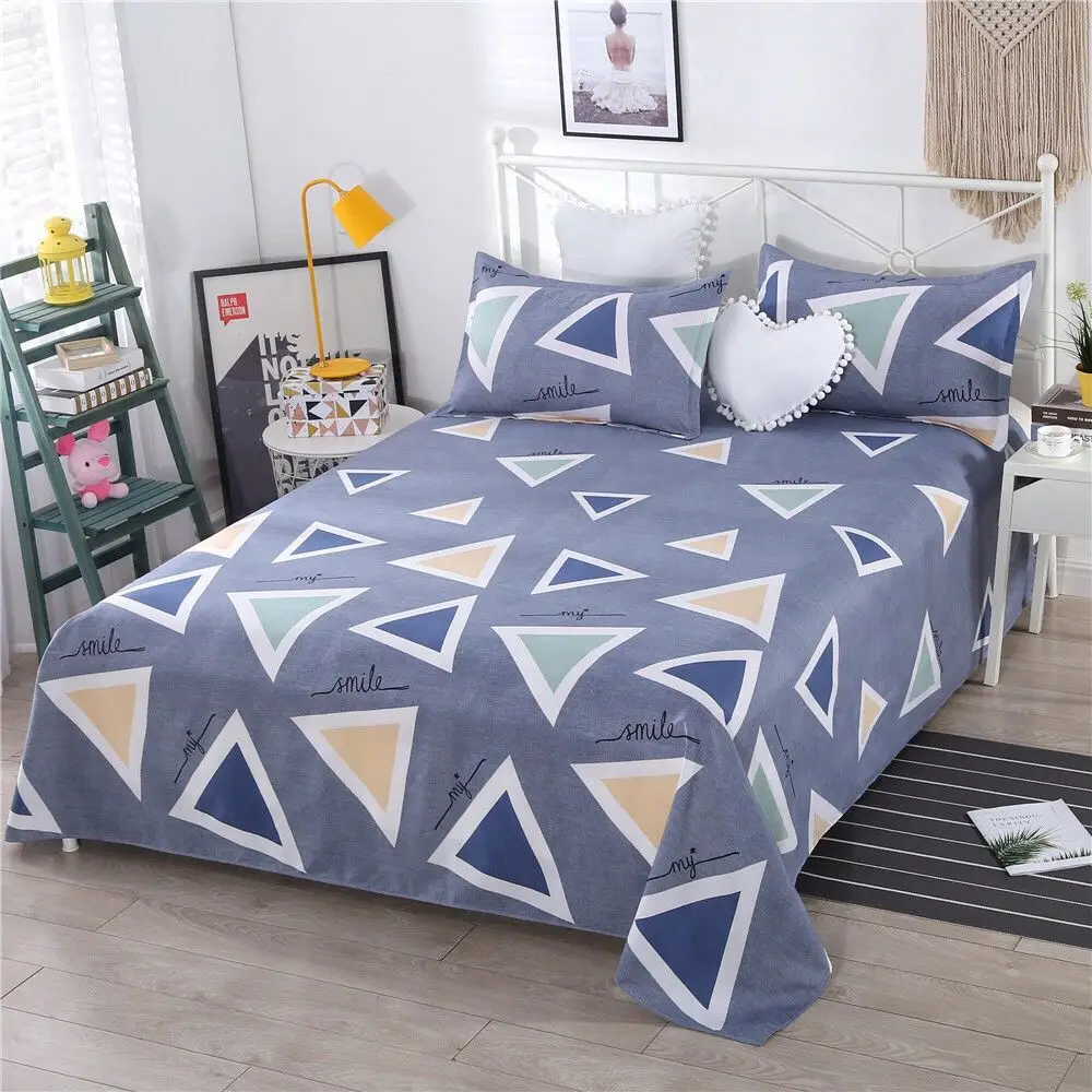 

3pc Bed Sheet with Pillowcase Geometric Printed Fitted Sheet Soft And Warm Polyester Mattress Sheet Queen Size 2021 New