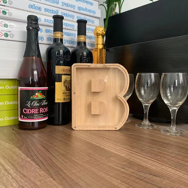 Креативная деревянная Копилка в форме букв простой стиль прозрачная стеклянная