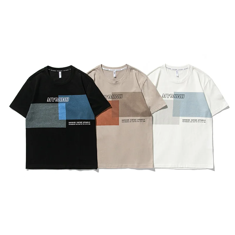 

GlacialWhale Men's Oversized T-Shirt Men Summer Top Graphic T-shirts Hip Hop 100%Cotton Tshirt Male Patchwork T Shirt For Men