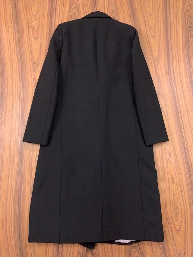 Женский хлопковый плащ volterra длинный черный тонкий 2019FW пальто боковые карманы для швов с длинными рукавами