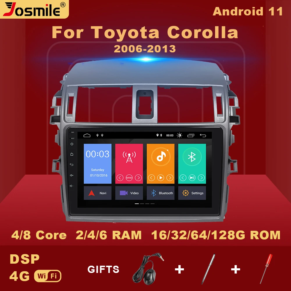 

Автомагнитола 2 din, Android 11, мультимедийный плеер для Toyota Corolla E140, E150, 2006-2013, GPS-навигация, Carplay, Wi-Fi, DSP, 6 ГБ, 128 ГБ