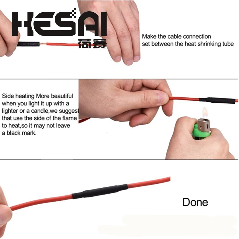 Термоусадочные трубки 127 шт./лот черные ассортимент автомобильных кабельных