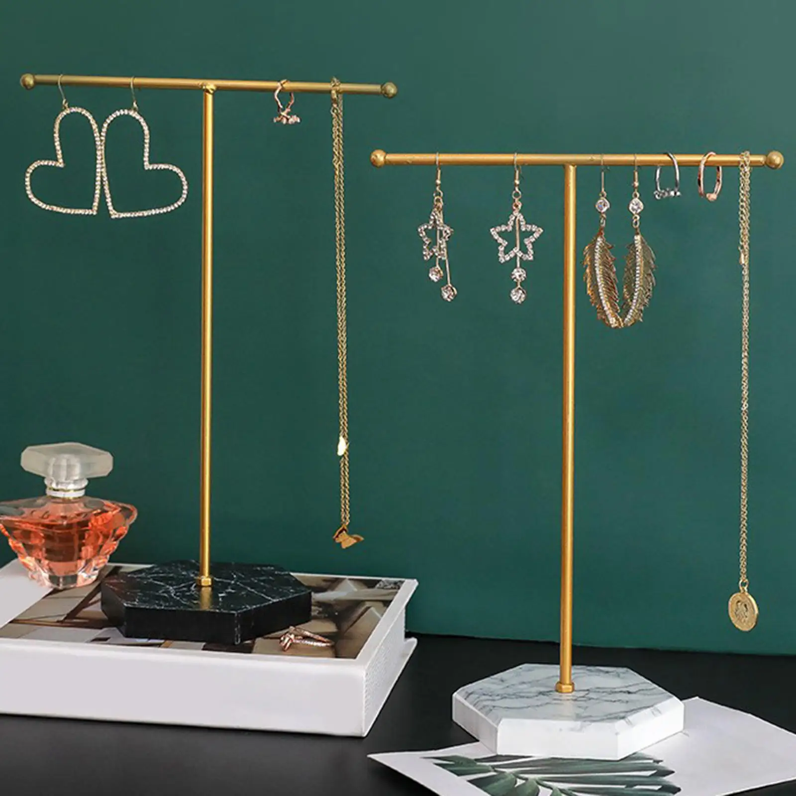 Metal Earring Display Stand T-shaped Earrings Ring Necklace Jewelry Organizer T-bar Watch Showing Shelf Holder Rack | Украшения и