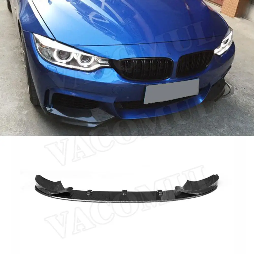 Car Carbon Fiber Front Lip Spoiler Splitters for BMW 4 Series F32 F36 M Sport 2014 UP Gloss Black Bumper ABS | Автомобили и