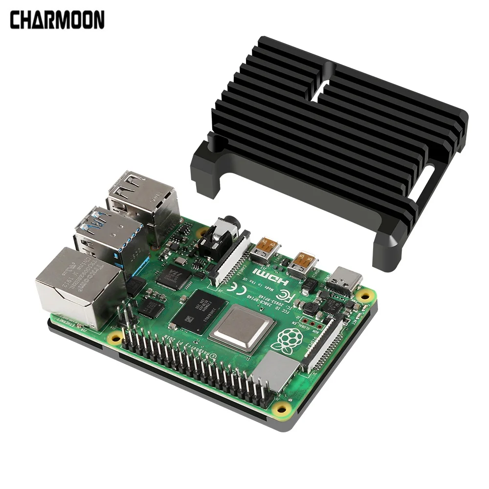 Чехол из алюминиевого сплава с охлаждающим радиатором совместим Raspberry Pi 4 Model