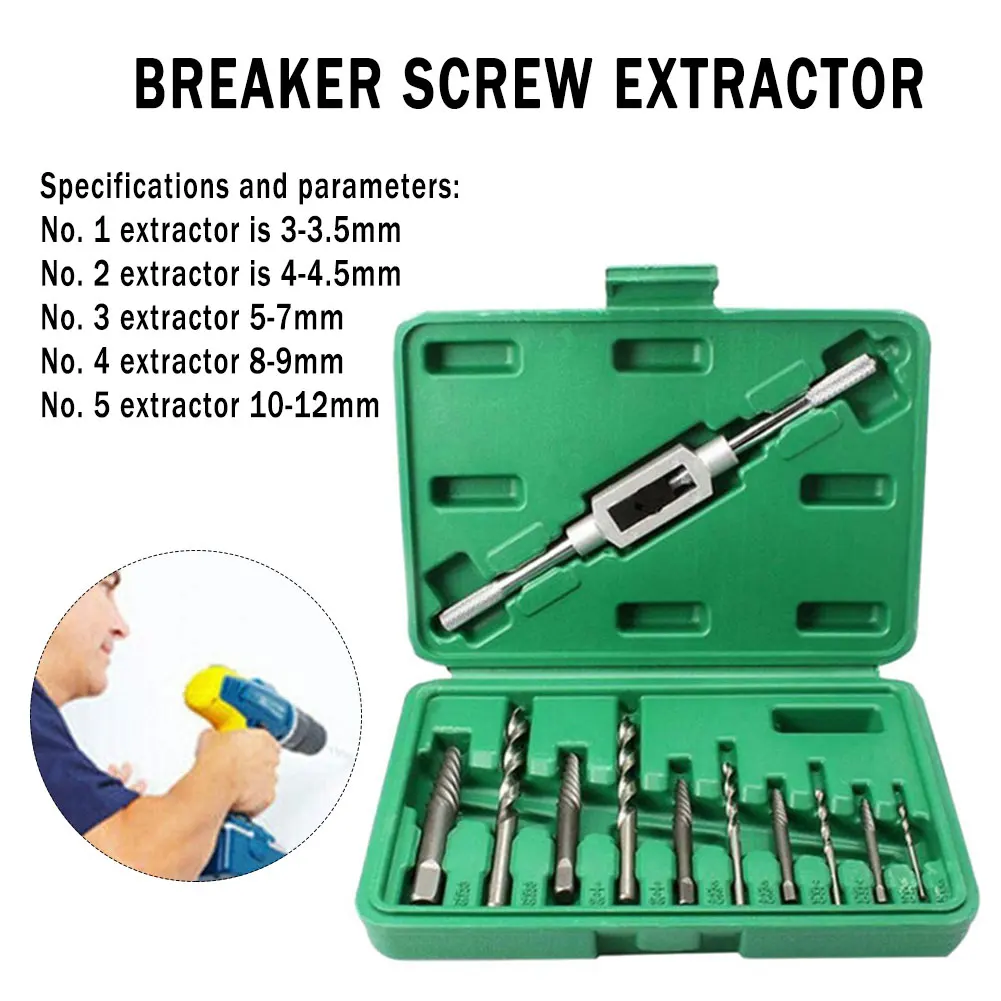 

11PCS Damaged Screw Extractor Set Broken Screw Drill Bits Bolts Screw Removal Tool Holding Wrench Extractor Screw Wrench Set