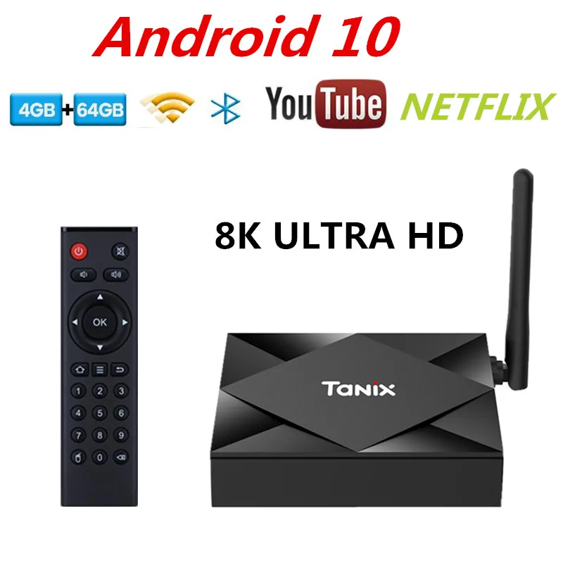 ТВ-приставка Android 10 4 Гб 32 ГБ 4K Youtube Netflix медиаплеер 3D видео 2 4G/5G Wi-Fi Bluetooth ip |