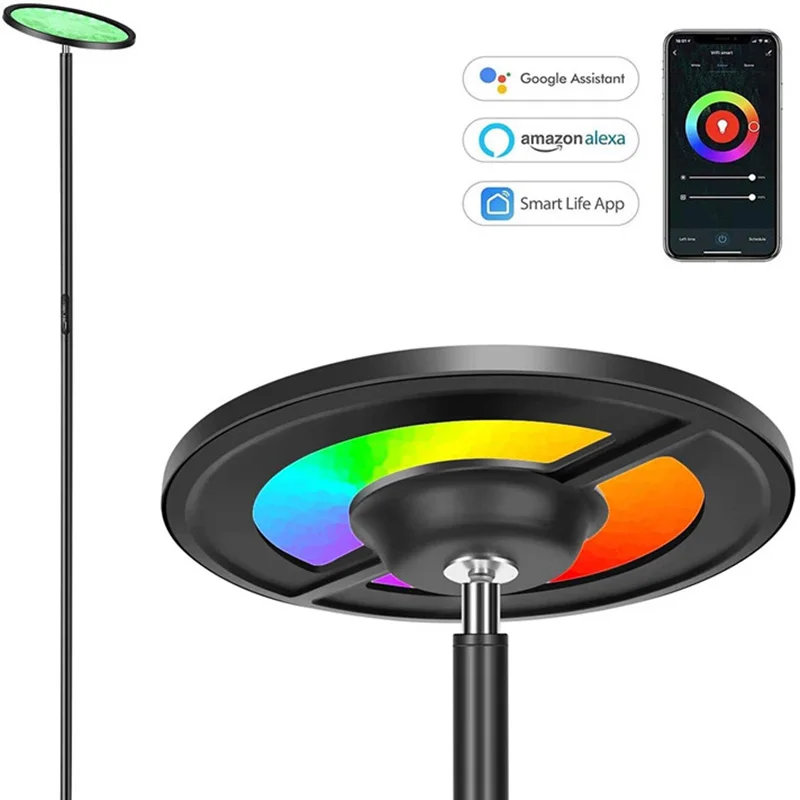 

Светодиодная Напольная Лампа, приглушаемая, сменяет цвет, 2000 лм, суперъяркая, с приложением и сенсорным управлением, для гостиной, офиса, чте...