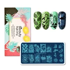 Трафарет для ногтей Beautybigbang, трафарет с изображением русалки, пляжа, ананаса, лимона, фотосессия 073