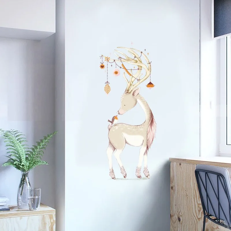 

Creative DIY Sika Deer Wall Stickers Living Room Art Vinyl Wallpaper Decals for Kids Baby Home Decor Study Poster
