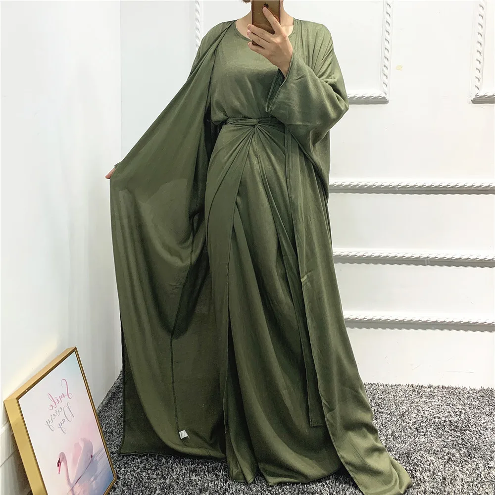 Hot Sale Djellaba Ramadan Muslim Dress 3 Pieces Muslim Suits Elegant Long Islamic Abayas Women Modest Wear Clothing EID Sets
