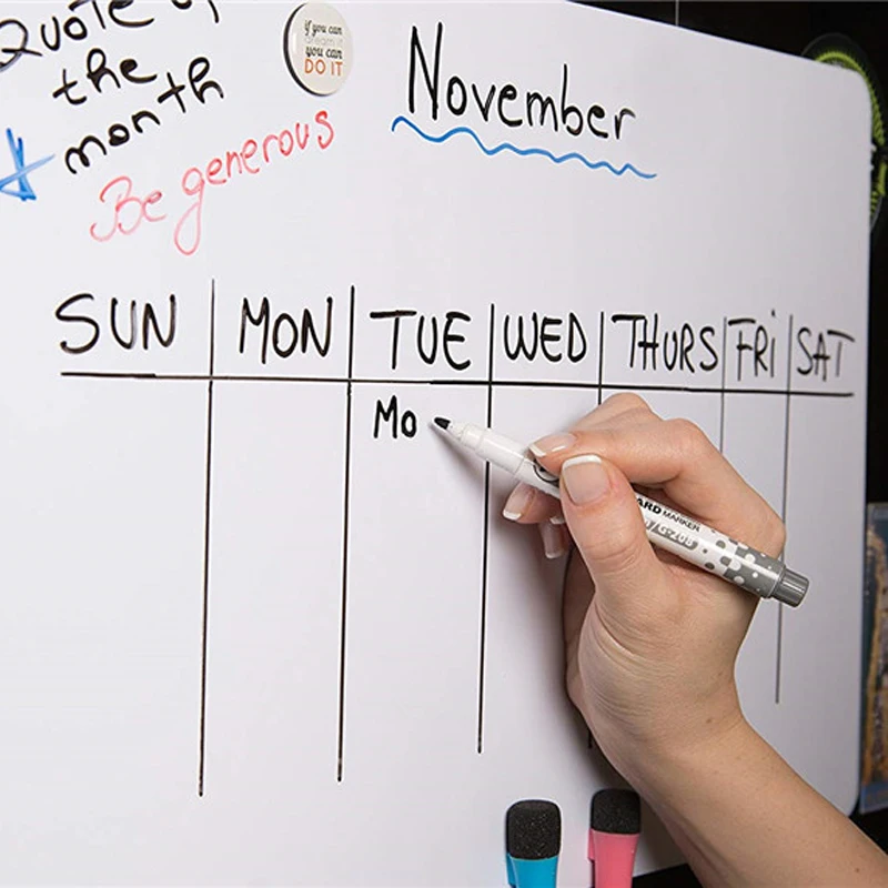 А3 Размер Магнитный ежемесячный недельный планировщик календарь таблица + А4 Размер белая доска сухой стирается белая доска холодильник сти... от AliExpress WW