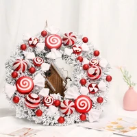 christmas wreath door window decor christmas candy bow garland wall pendants merry christmas new year home decorations ornament