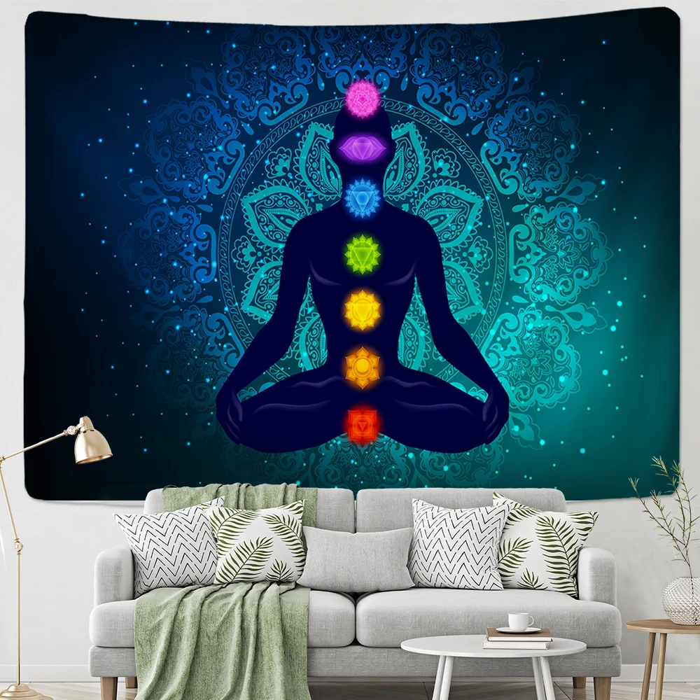 Индийская статуя Будды медитация 7 гобелен чакр настенные подвесные гобелены