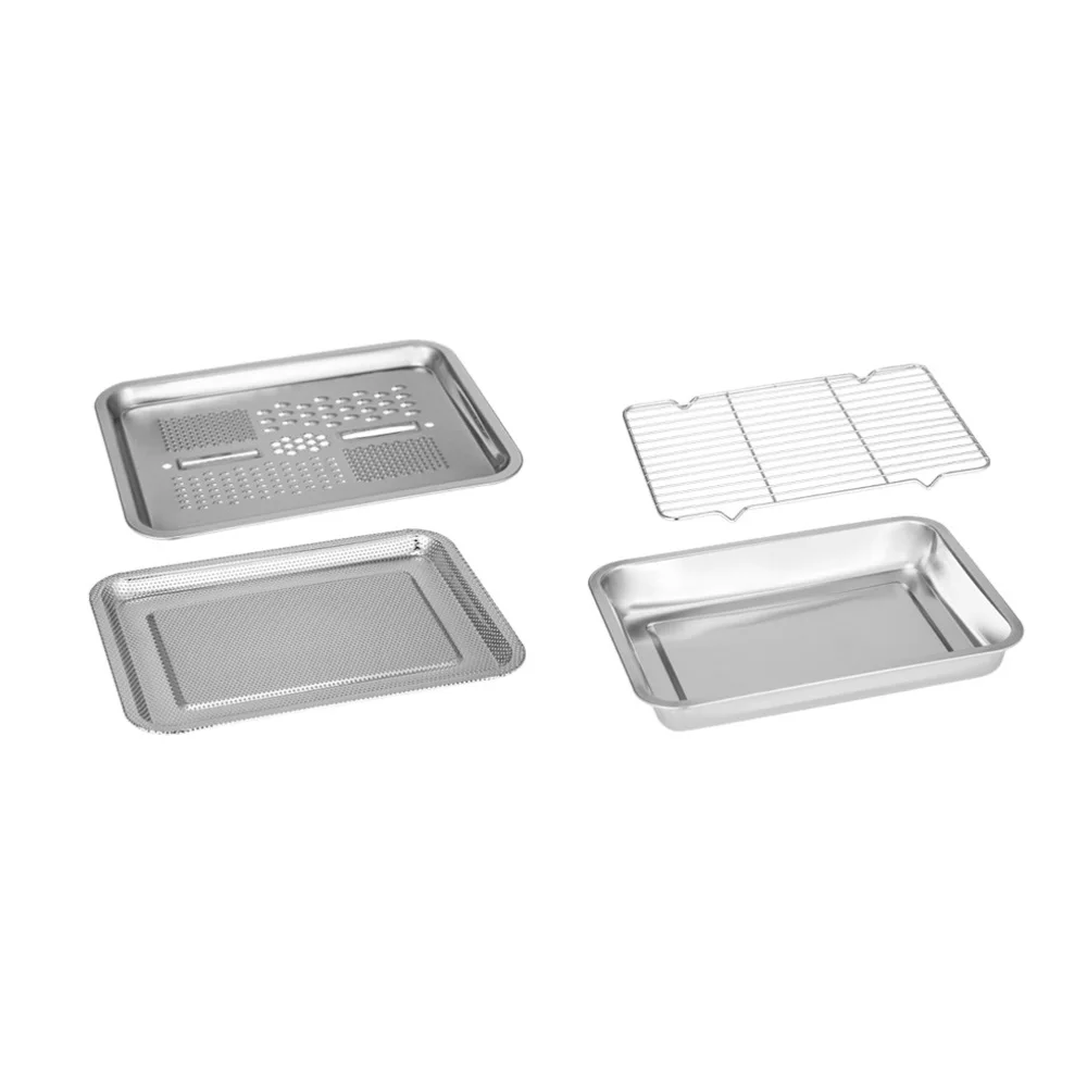 

1 Set 4Pcs Kitchen Durable Stainless Steel Tray Draining Plate Grater (Silver)