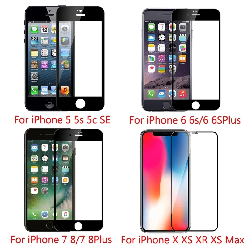 

10PCS for iPhone X XR XS 11 Pro Max screen protector iPhone iPhone 7 8 6 6s Plus protective glass on tempered glass full cover