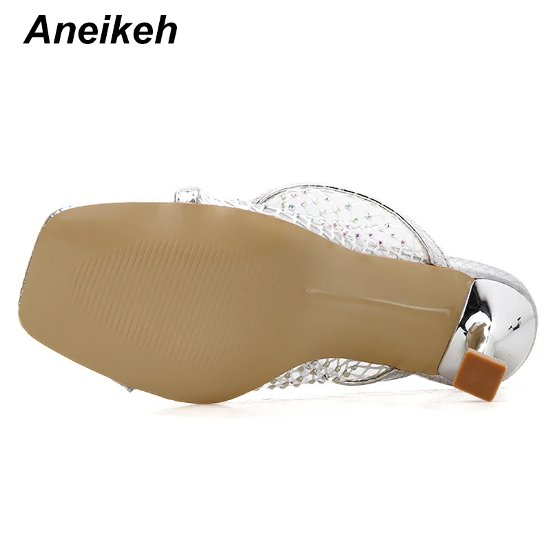 Женские Серебристые туфли-лодочки Aneikeh на высоком тонком каблуке | Обувь