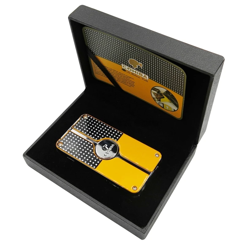 COHIBA Металл 3 пламя струйный фонарь сигарета зажигалка голубое Бутан газовая для