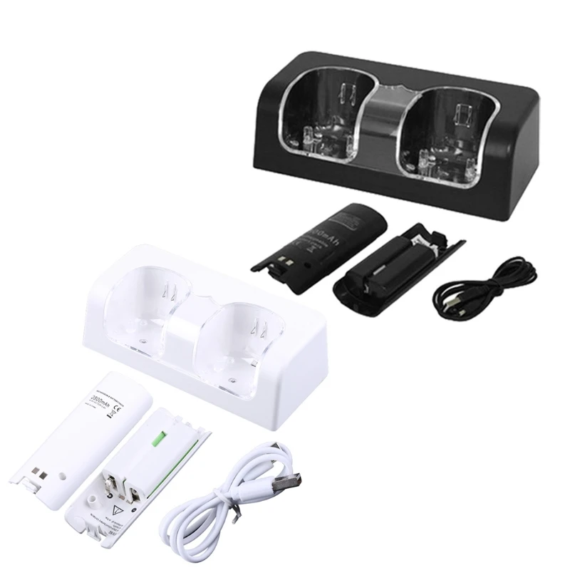 2 in 1 charging station for wii u wi remote controller charger with 2 rechargeable battery packs free global shipping
