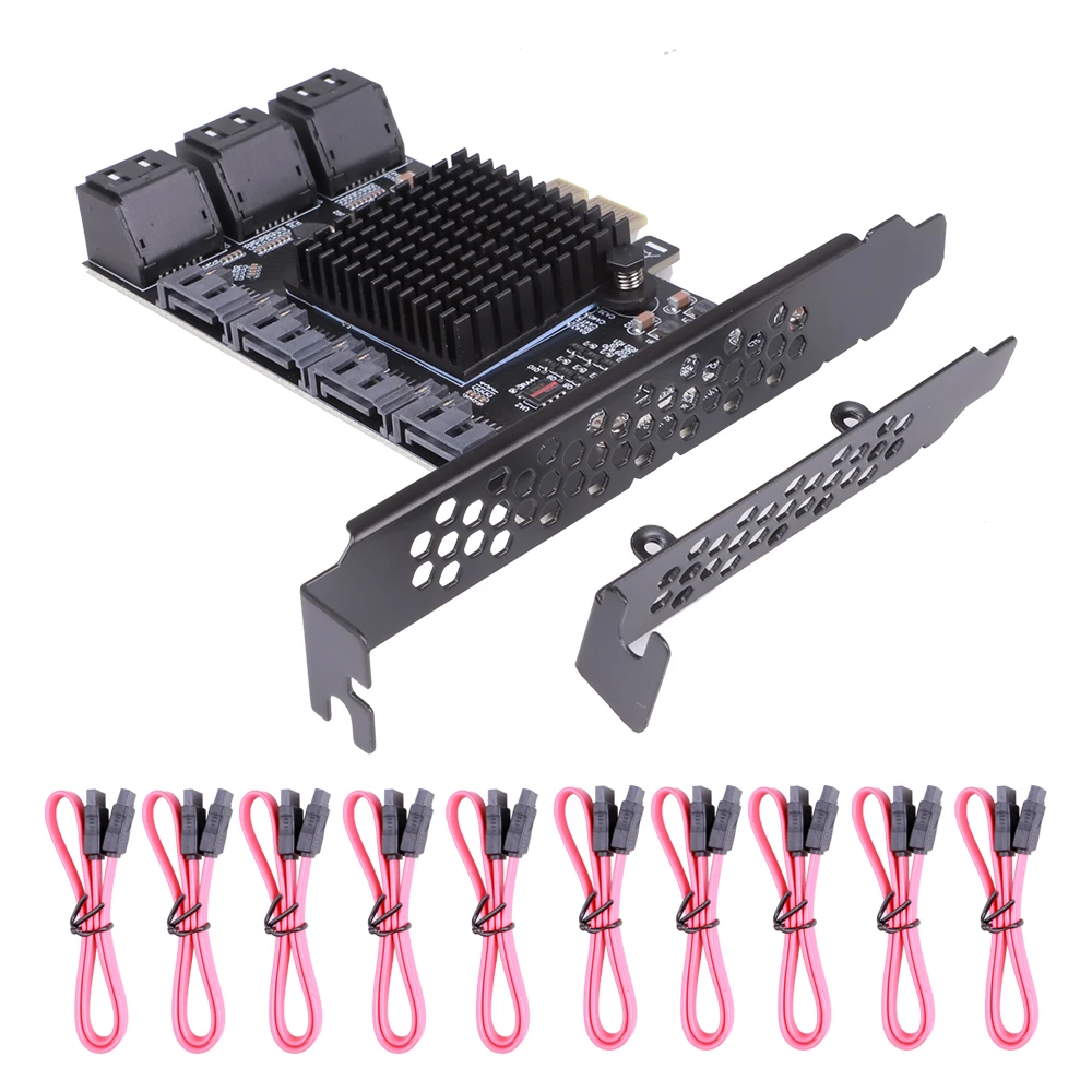 

10 Ports SATA PCIE X 4 Adapter Mini PCIE To SATA 3.0 6Gbps Interface Rate Riser Expansion Card For Windows Desktop PC Computer