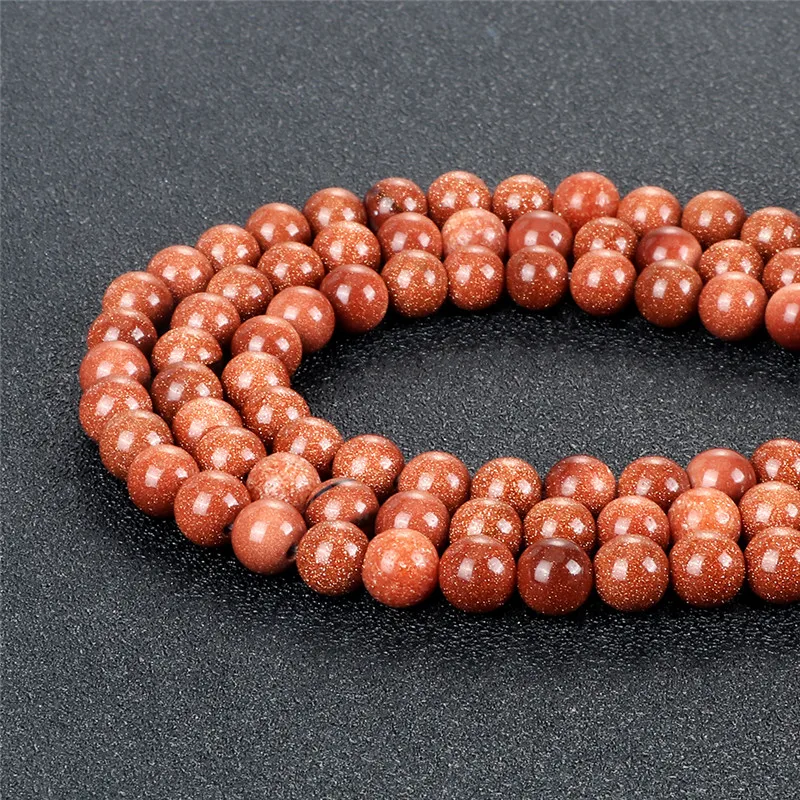 Оптовая продажа Круглые бусины 8/6/4 мм из натурального песка золотистого цвета