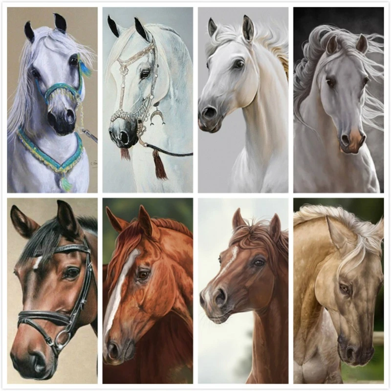 

CraftArtGo 5D DIY Diamond Embroidery horse Full Square Round Rhinestone Mosaic Painting Cross Stitch Flowers Diamond Kit