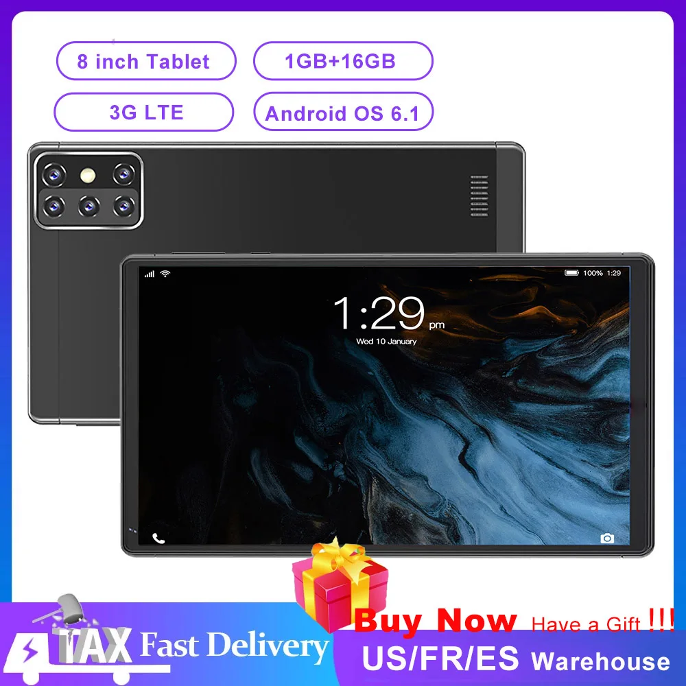 Детский планшет 8 дюймов 1 Гб + 16 ГБ 1280x80 0 IPS Android 6 поддержка BT 3G Wi Fi LTE MT6592