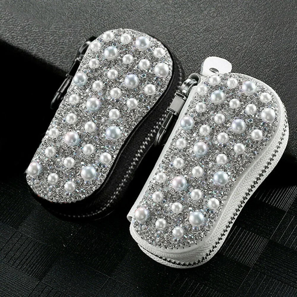 

Luxury Women Bling Diamond Crystal Pearl Car Remote Key Bag Case Shell Cover