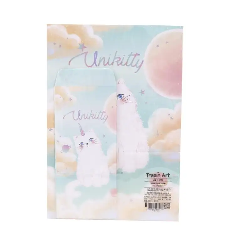 

9 Pcs/set Cartoon 3 Envelopes + 6 Writting Paper Letters Rainbow Cat Envelope Letter Set Stationery Students School Supplies