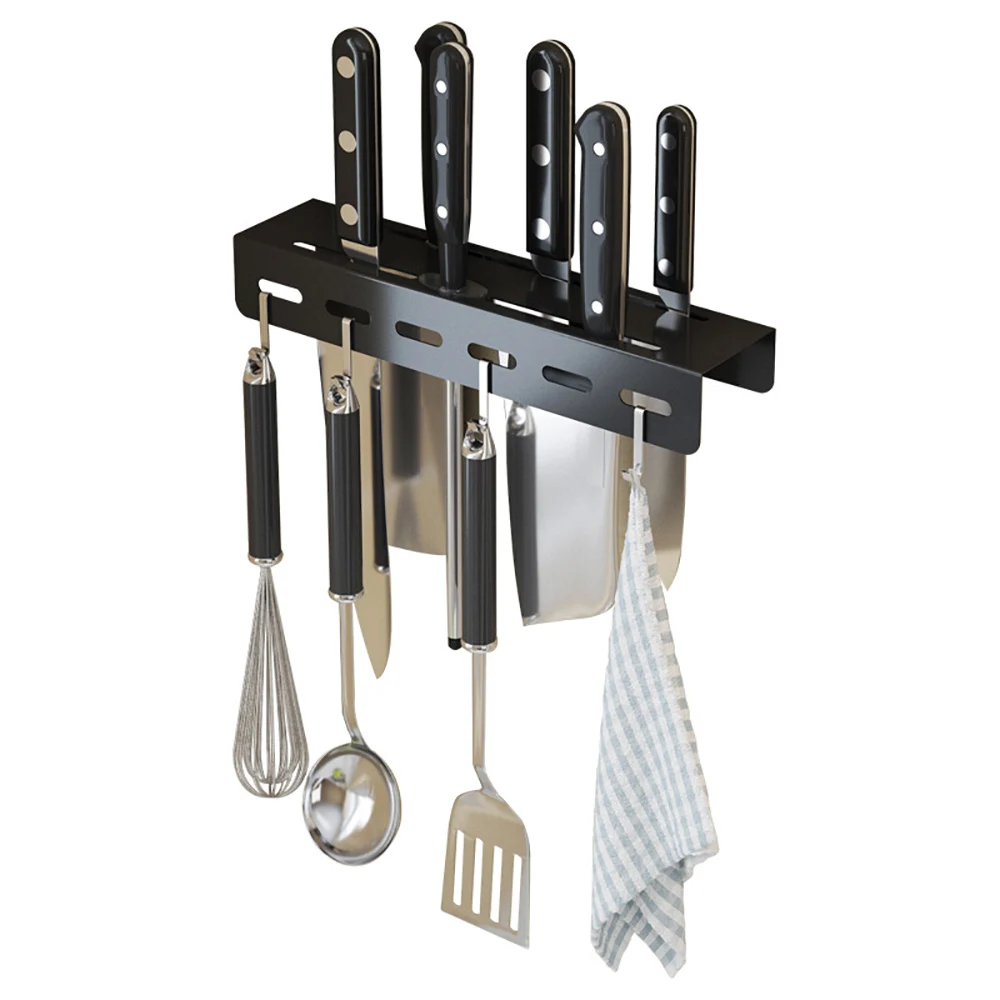 

Wall Mounted Kitchen Racks for Chopstick Dinnerware Pantry Stainless Black Shelf Storage Cutlery Holder Kitchen Knife Holder