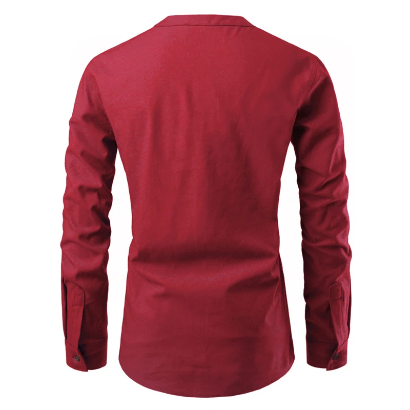 

Men's Shirt - Solid Colored Patchwork Button Down Collar Black