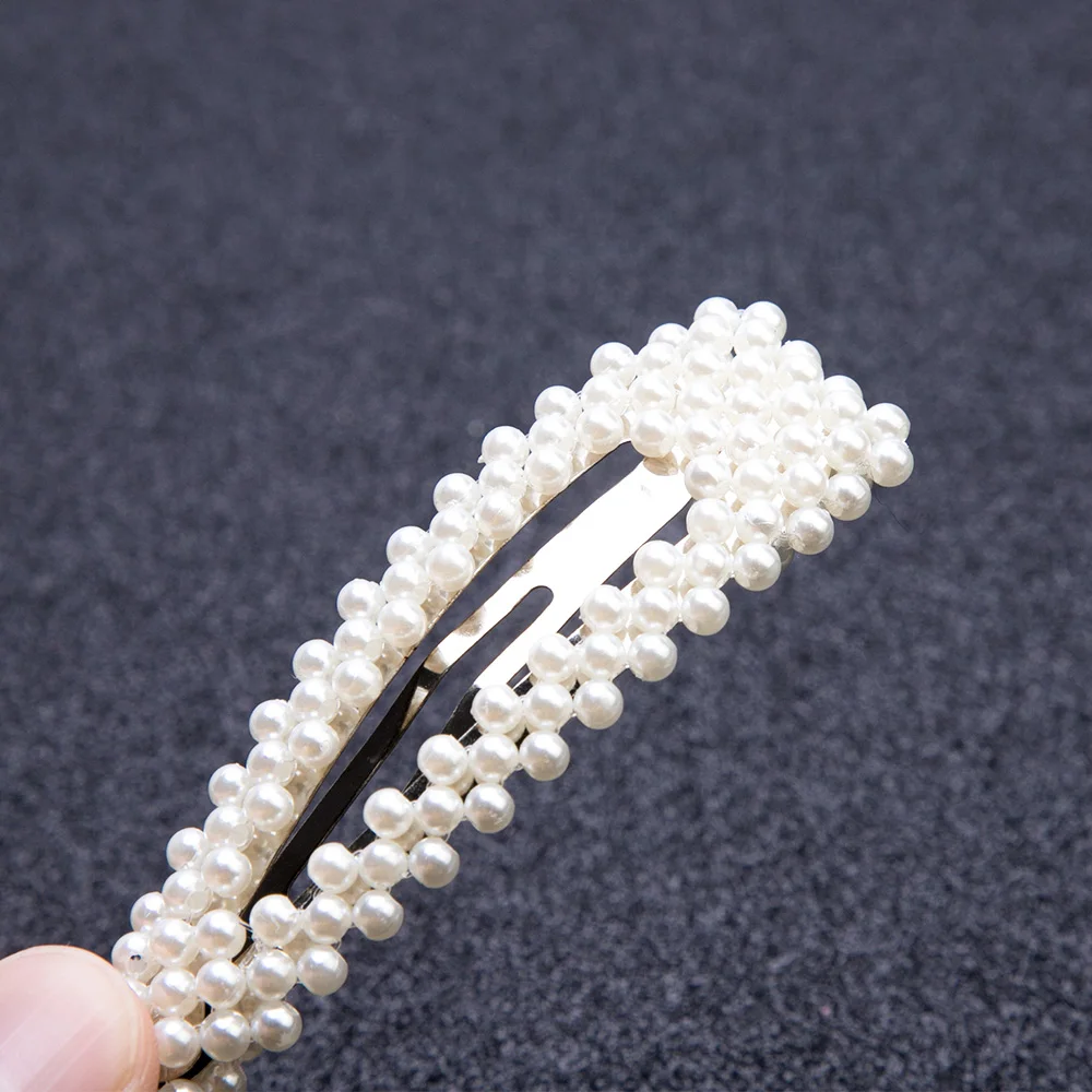 Набор модных заколок для волос с белым жемчугом женщин Геометрическая заколка
