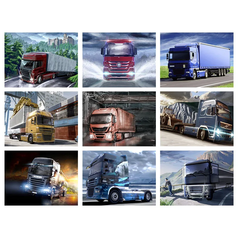 

Highway Truck 5D DIY Diamond Painting Cross Stitch Embroidery Diamond Mosaic Art Living Home Room Decor