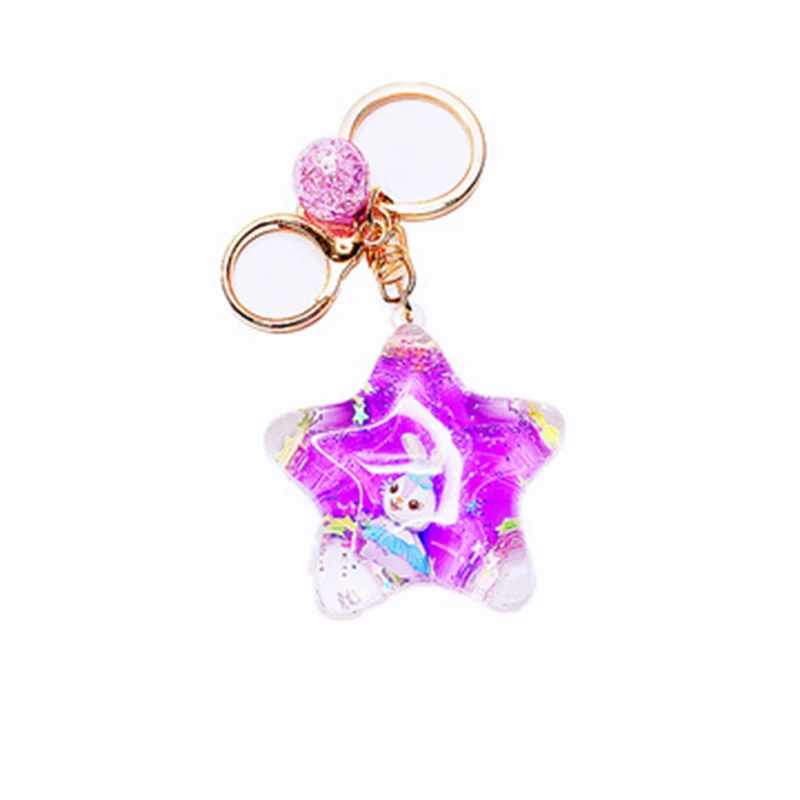 Брелок для ключей милый зыбучий песок жидкая звезда роса кролик плавающие