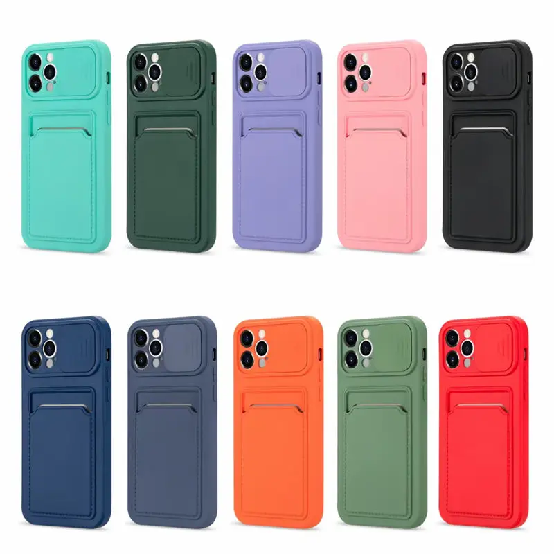 

New For Iphone 6 6S 8 7 Plus Straight Edge X XR XS 11 12 Pro Max Mobile Phone Case Card Push Window Soft Protective Cover Luxury