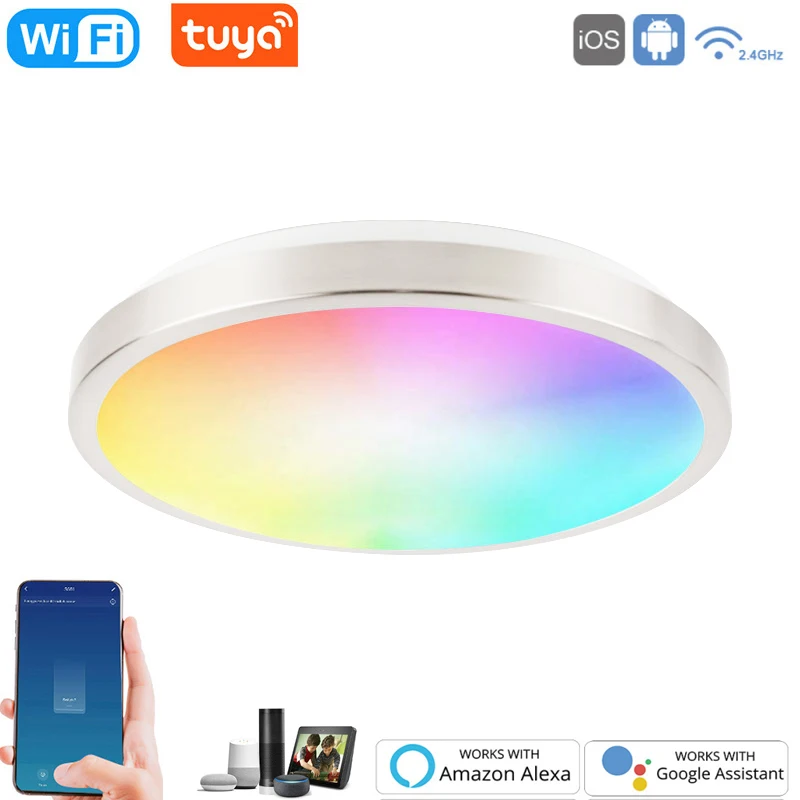 

Tuya RGB Dimmable Lights LED Ceiling Lamp 15W 18W Lighting Fixture lamp APP Control for Alexa Voice Control Bluetooth-compatible