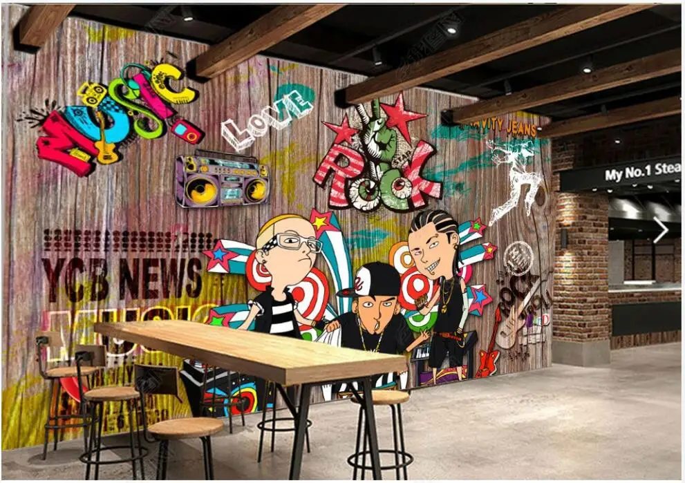 

custom mural 3d photo wallpaper Retro rock music graffiti bar in the living room Wallpaper for walls in rolls home decor
