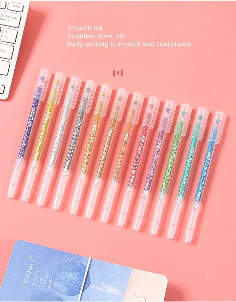 12 farben Highlighter Pen-Set Nette Glitter Farbe Gel Stift Malerei Schreiben Werkzeug Für Mädchen Kinder Geschenke DIY Schule Kunst schreibwaren – Detail 3
