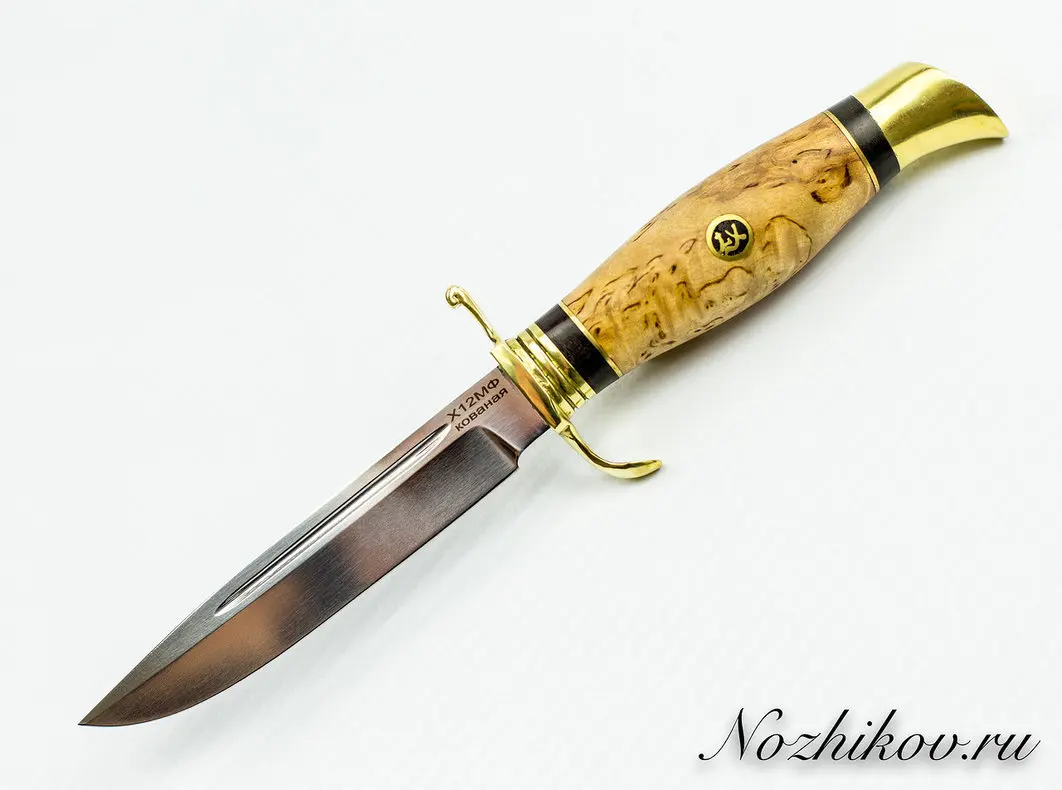 Нож Финка НКВД, сталь Х12МФ, карельская берёза