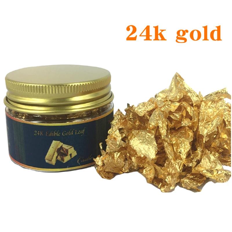 Около 0 1 г Подлинные Золотые листья в форме хлопьев-Съедобные золотые для тортов